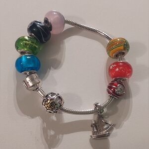 Colorful Charm Bracelet with Silver Accents